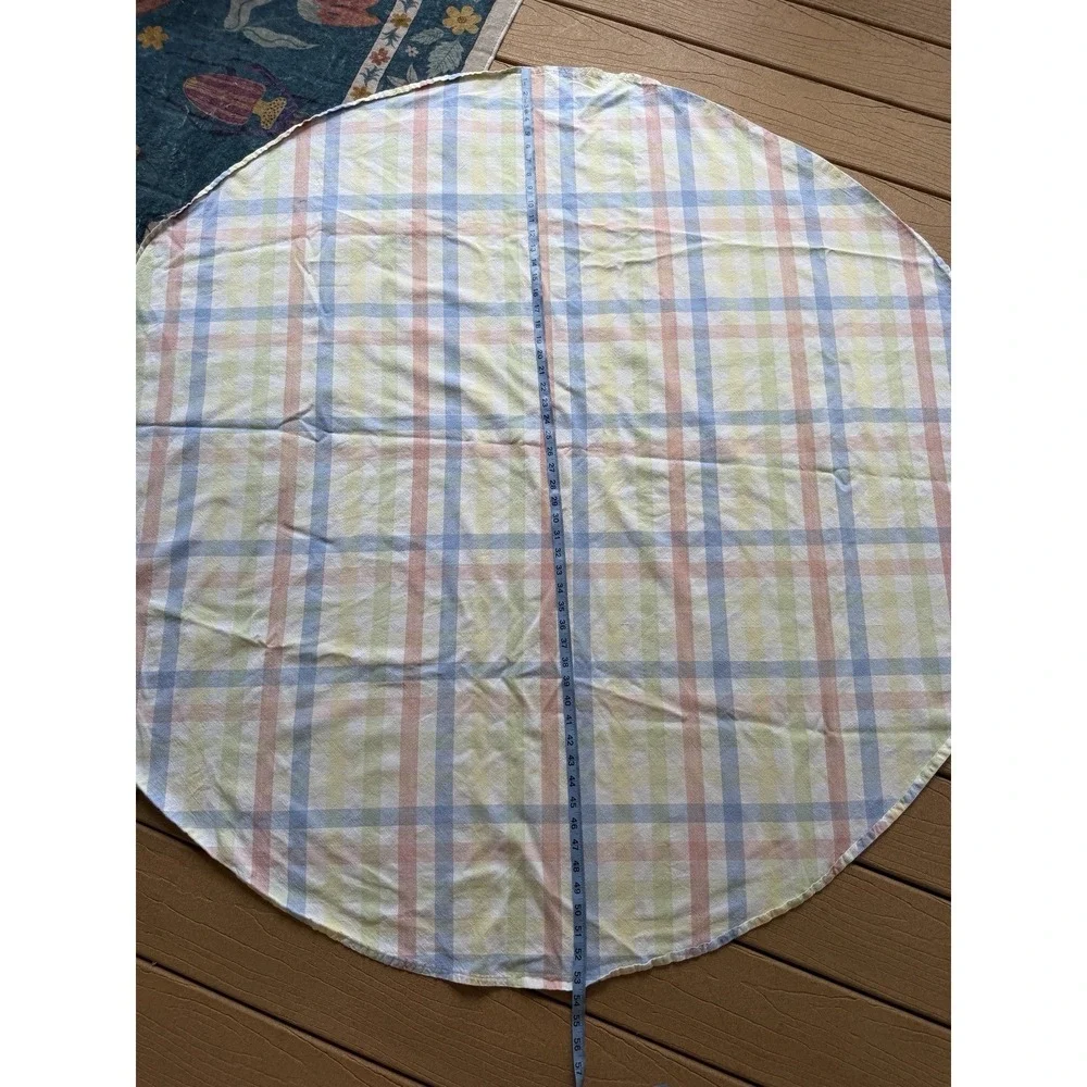 Vintage Pastel Plaid Round Tablecloth 55
